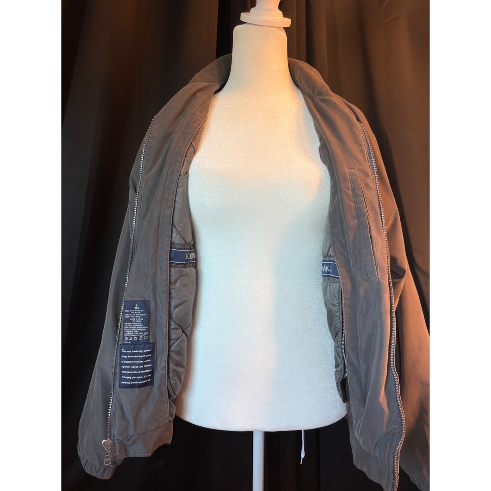 London Fog Mens Gray Full Zip Bomber Jacket Quilted Lining Size S